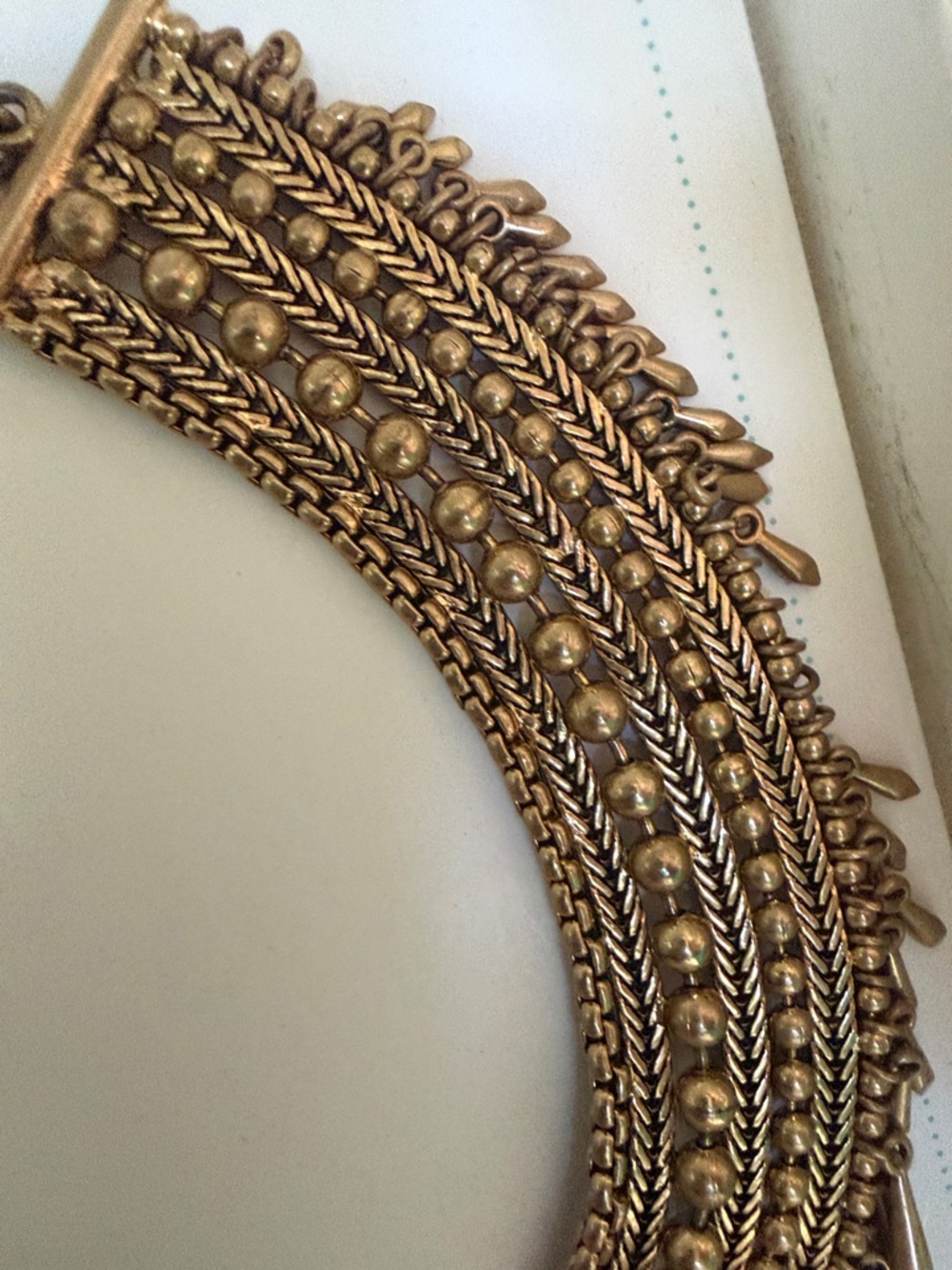 Stella & Dot Antique Gold Multi-Layer Fringe Collar Necklace - Picture 10 of 13